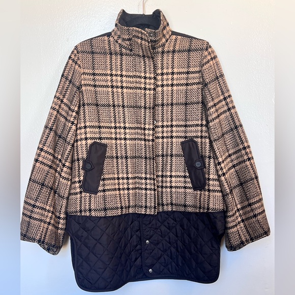 GANNI Plaid Tech  Wool Blend Coat - Picture 3 of 16